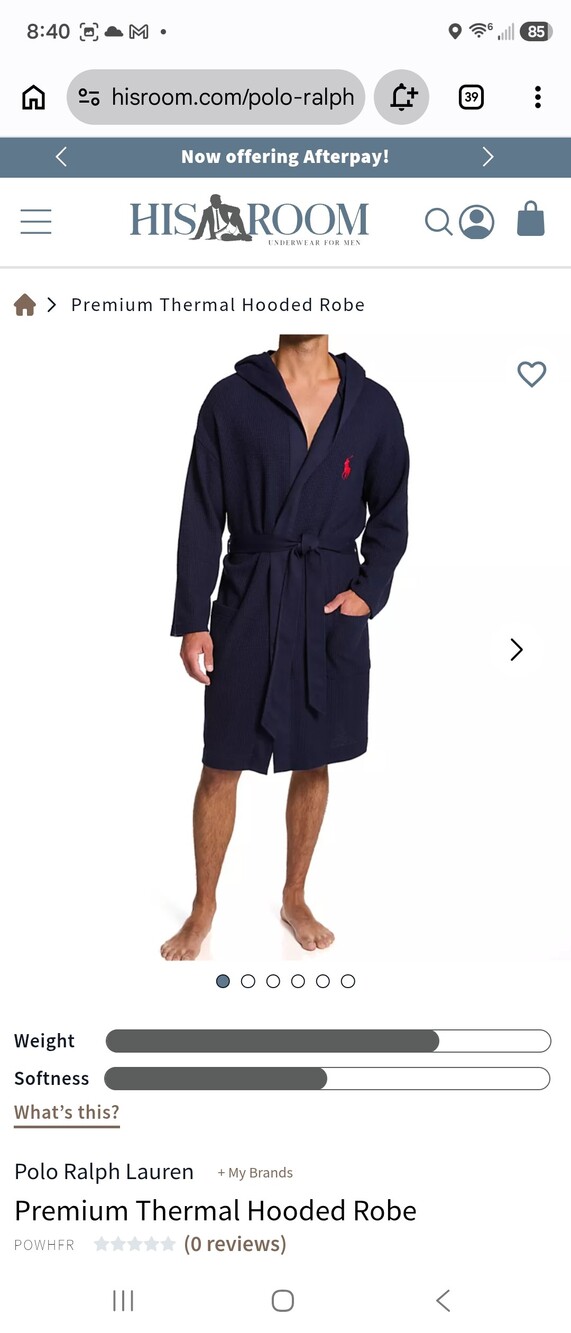 Polo Ralph Lauren Thermal Hooded Robe Black XL